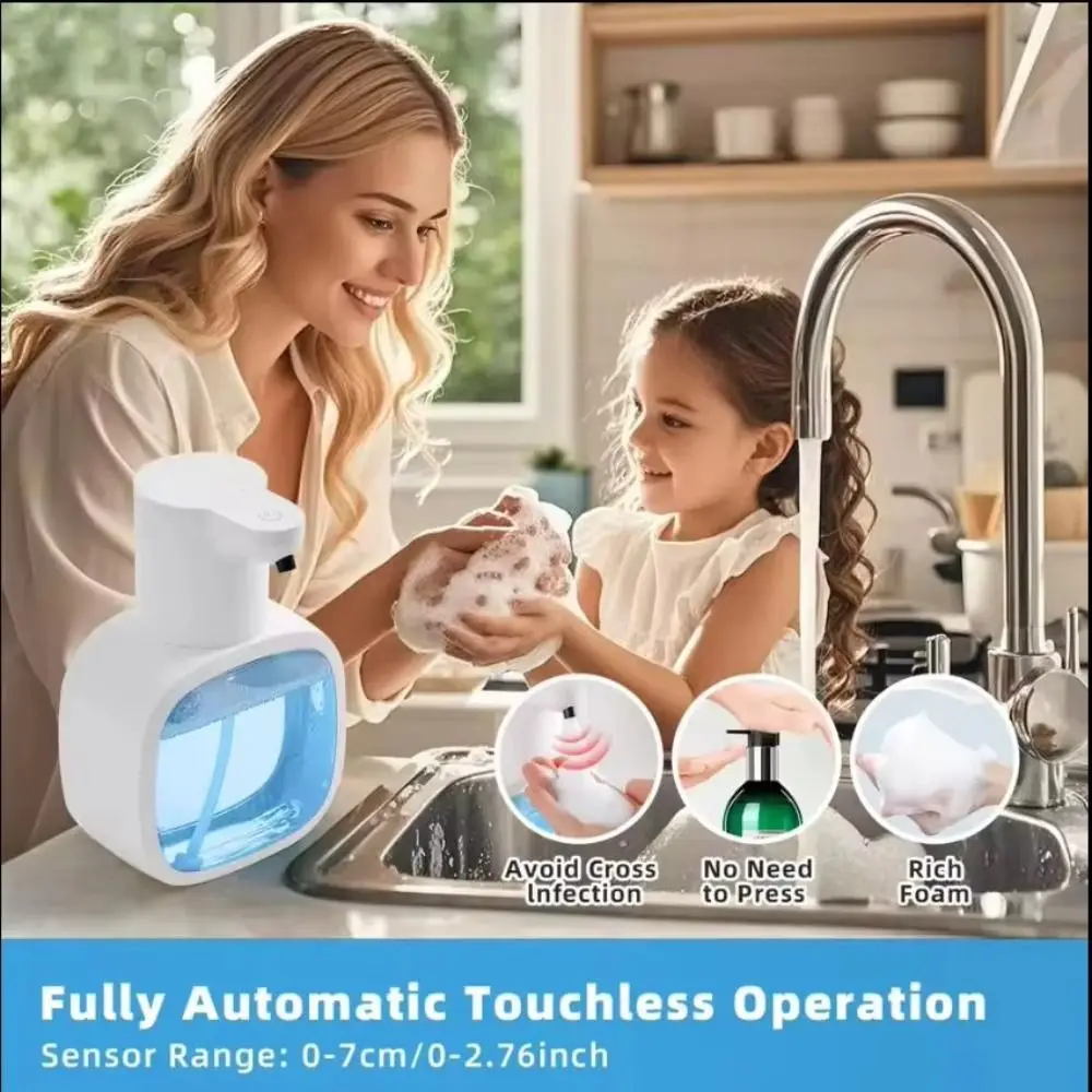 Dispenser automatico di sapone per le mani con capacità di 500 ml Dispenser di schiuma dal design impermeabile Lavatrice per mani intelligente montata a parete