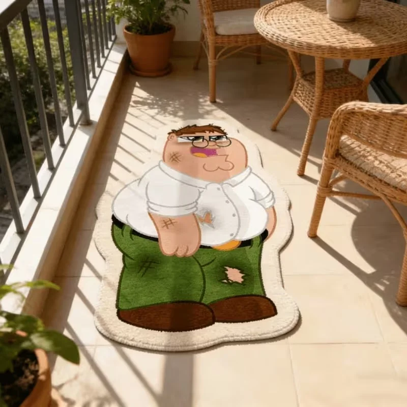 VIKAMA Family Guy Injured Peter Griffin Shaped Rug Fluffy Non Slip Bedroom Entrance Doormat Funny Anime Decor Floor Carpet