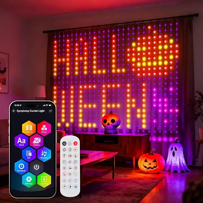 400Led String Christmas Smart Curtain String Light WS2812B DIY Picture Text Music Sync Led Display Bluetooth Party Decor Light