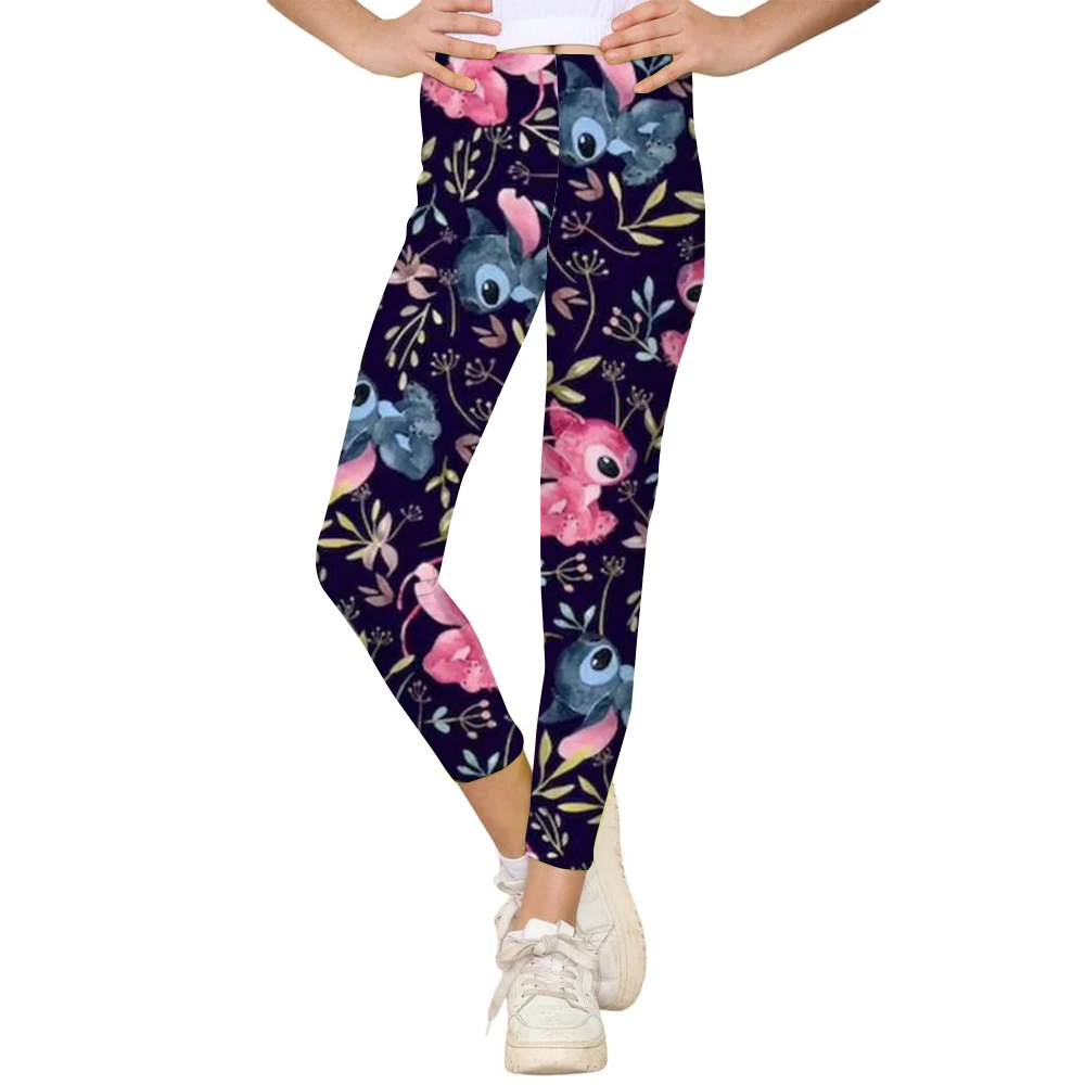 Disney Stitch พิมพ์ Checkered สตรีกีฬาและฟิตเนสกางเกงขายาวผู้หญิง Tiedye GYM Leggings Mujer Push Up Booty กางเกงฟิตเนส