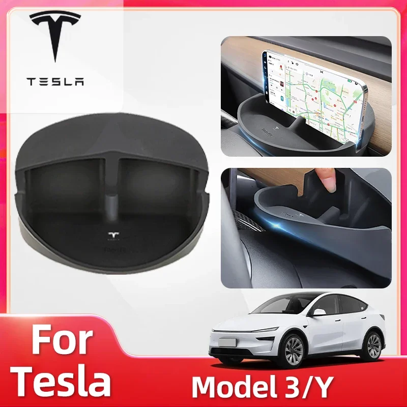

Car Sticker For Tesla Model Y 3 2020-2025 Steering Wheel Front Convenience Instrument Panel Convenient Silicone Phone Holder Mod