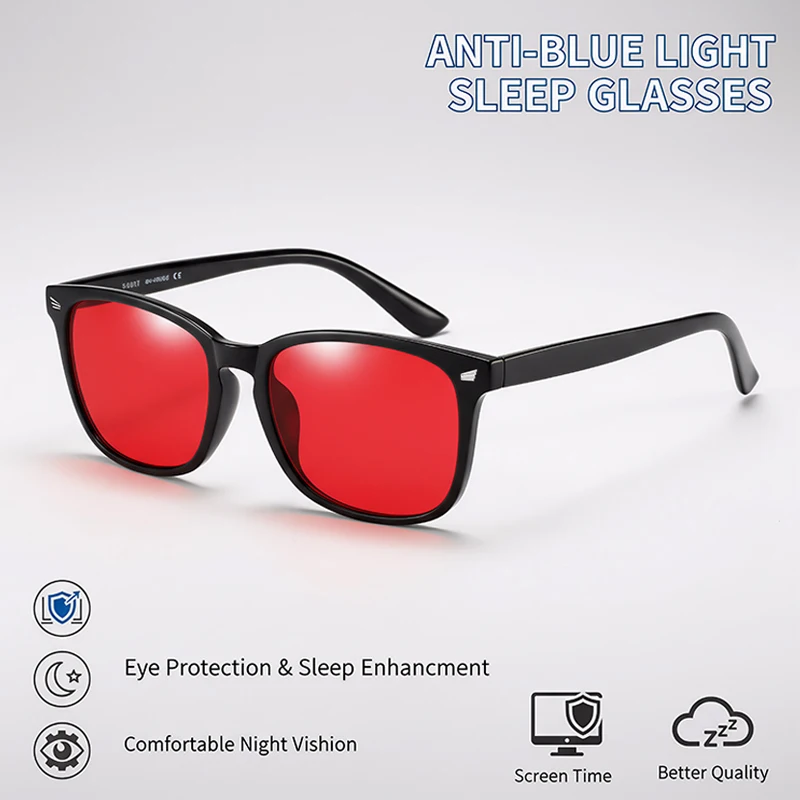 

Anti Blue Light Blocking Sleep Glasses Men Women 2025 Luxury Brand Computer Gaming Read Red Lens Filter Eyeglasses UV400 Shade