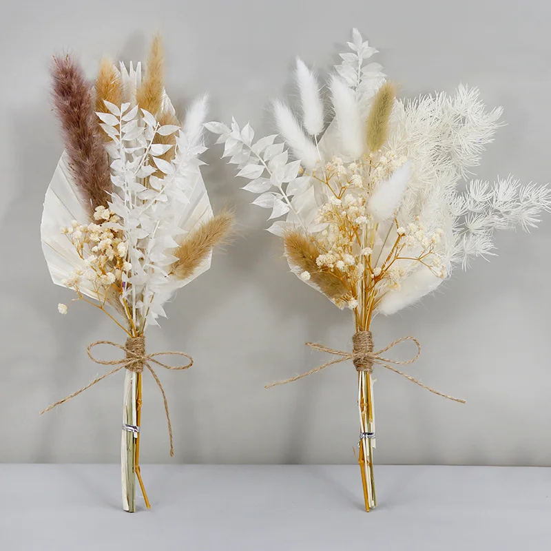 

30CM Palm Bouquet Pampas Grass Cake Topper For Boho Home Dried Floral Arrangement Table Decor Little Flowers for Wedding Favors