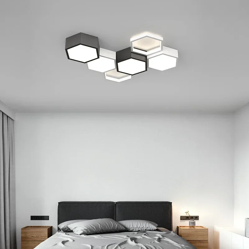 Nordic minimalista honeycomb forma LED luz do teto, sala de lâmpada, arte criativa, luz inteligente, quarto luz