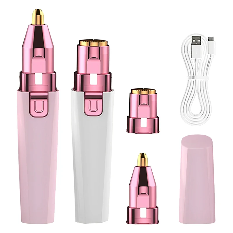 2 IN 1 Rechargeable Lady Shaver Electric Eyebrow Trimmer Female Body Facial Lipstick Shape Hair Removal Painless Razor Shaver