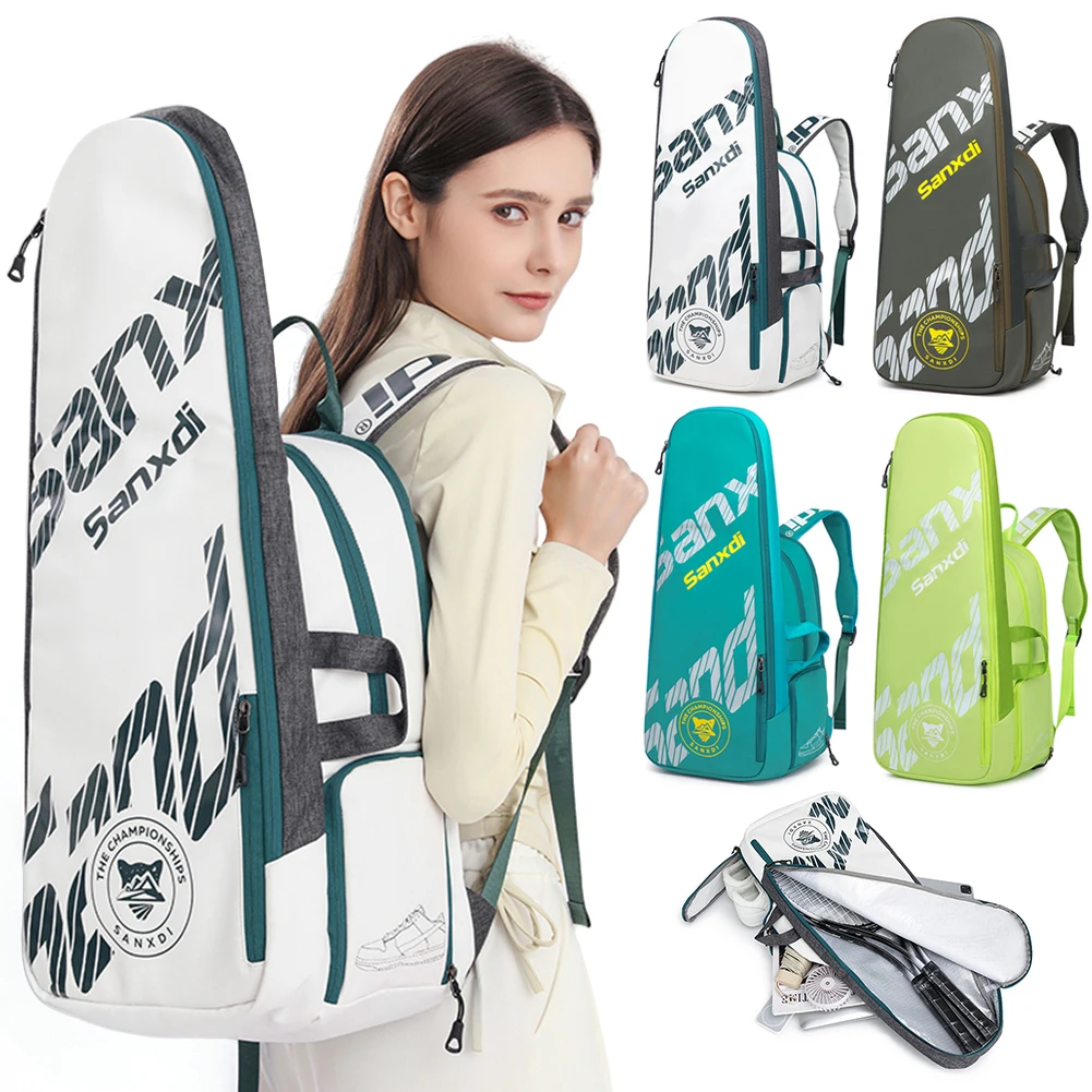 Borsa portatile per 3 racchette da tennis Zaino resistente all'usura per racchette da badminton Zaino sportivo multifunzione traspirante per sport all'aria aperta