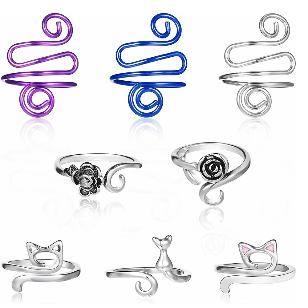 

8PCS Knitting Crochet Loop Ring Adjustable Metal Open Yarn Guide Crochet Rings Braided Faster Knitting Thimbles Accessories