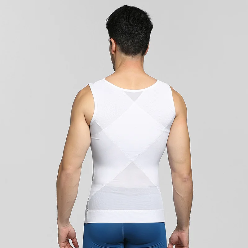 Chest Compression Vest Men Gynecomastia Body Shaper Sleeveless Posture Corrector Slimming Waist Control Tummy Trimmer Mesh Tops