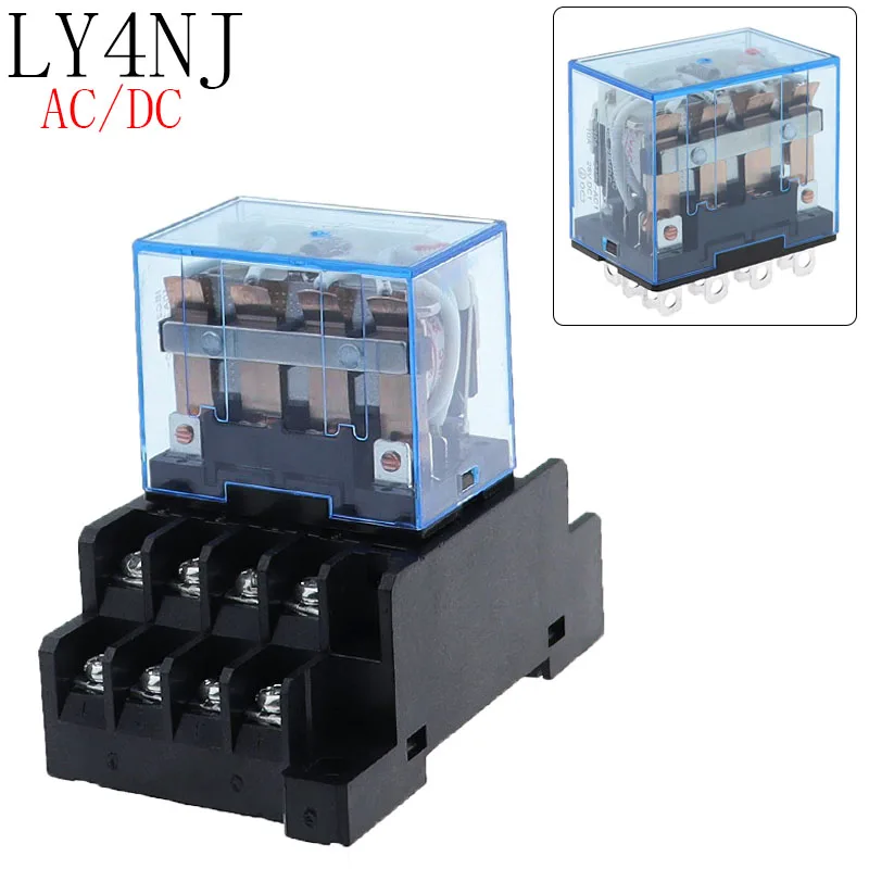 

Intermediate Relay HH64P LY4NJ 10A Micro Small Electromagnetic Relay ACDC12V24V AC110V 220V 380V With 14 pins Socket base PTF14A