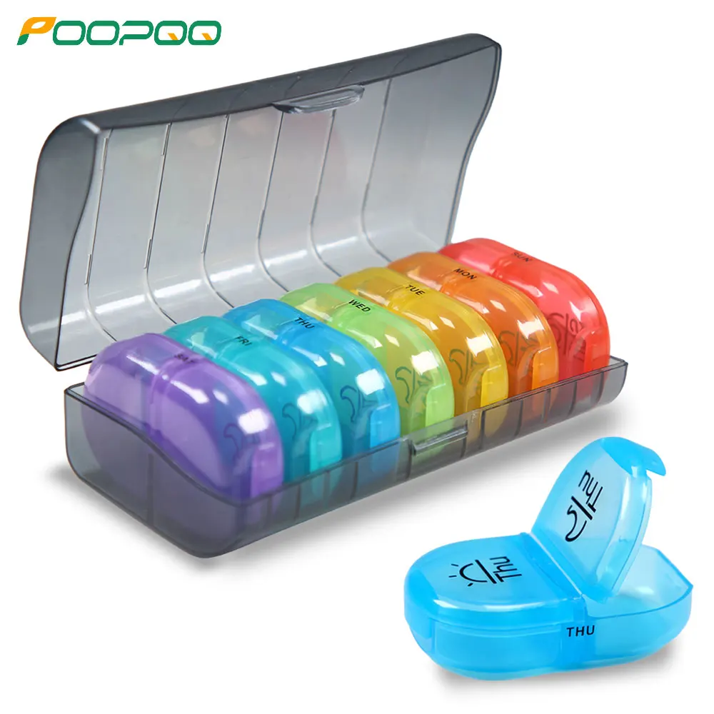 Weekly Pill Organizer 2 Times A Day, AM PM Pill Box with 7 Detachable Pill Case To Hold Medicine,Medication,Vitamins & Fish Oils