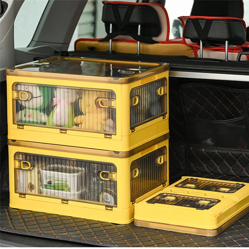 

PORK-Large Capacity Folding Storage Box - Stackable Thickened Plastic Organizer,Household Transparent Plastic Folding Box