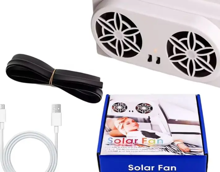 Solar Powered Car For Exhaust Fan Radiator Ventilator For Vehicle Cabin Cooling Air Circulation Dual Mode Mount Tool Black White