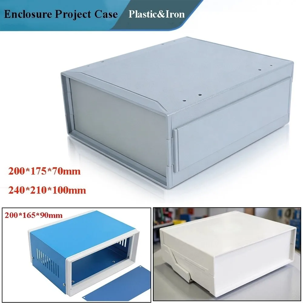 High Quality 3 Sizes Enclosure Project Case Plastic&Iron Grey DIY Junction Box Electronics Enclosure Box