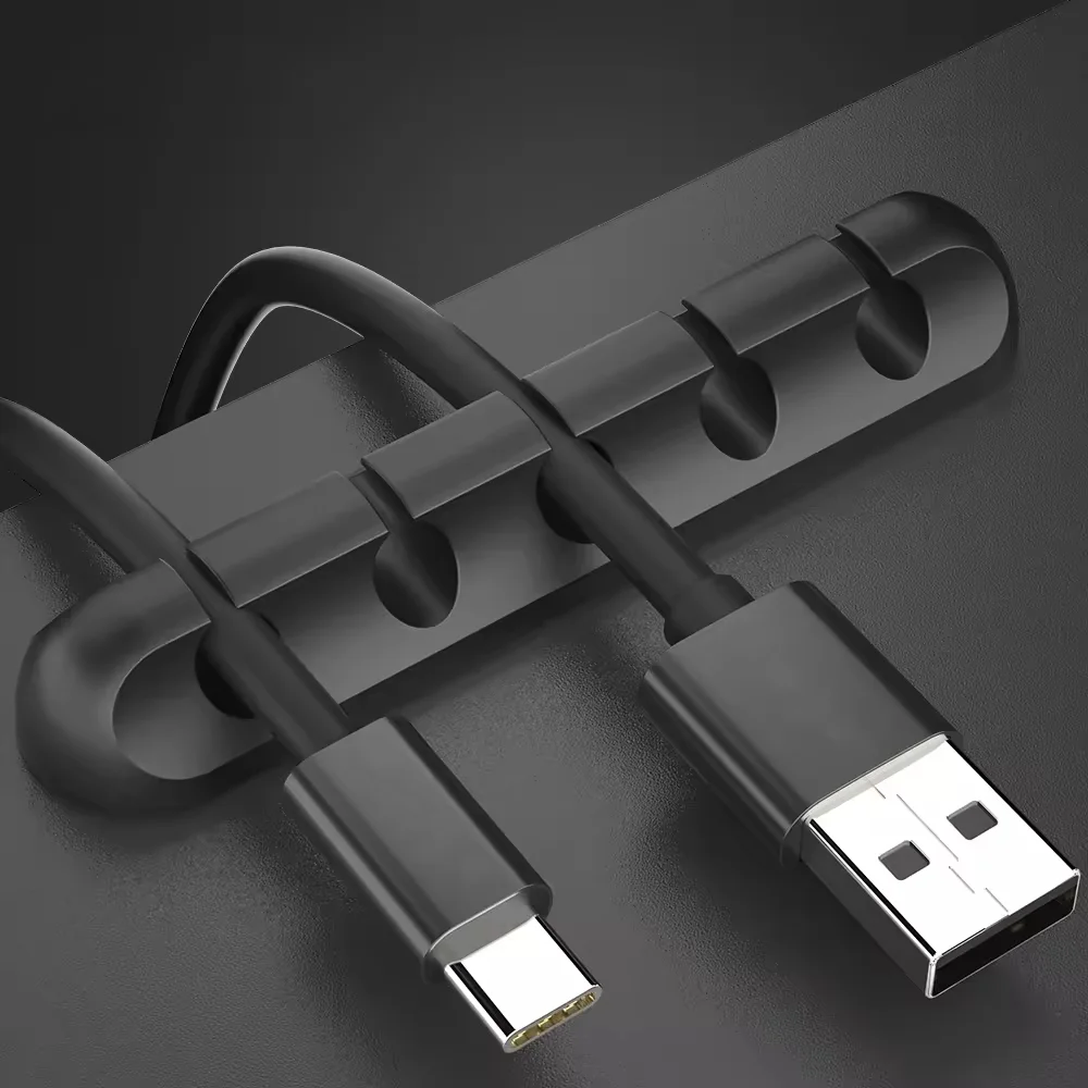 Nnbili 1/2 pçs silicone usb cabo organizador enrolador de cabo desktop arrumado clipes suporte de cabo para mouse fone de ouvido fio organizador ﻿