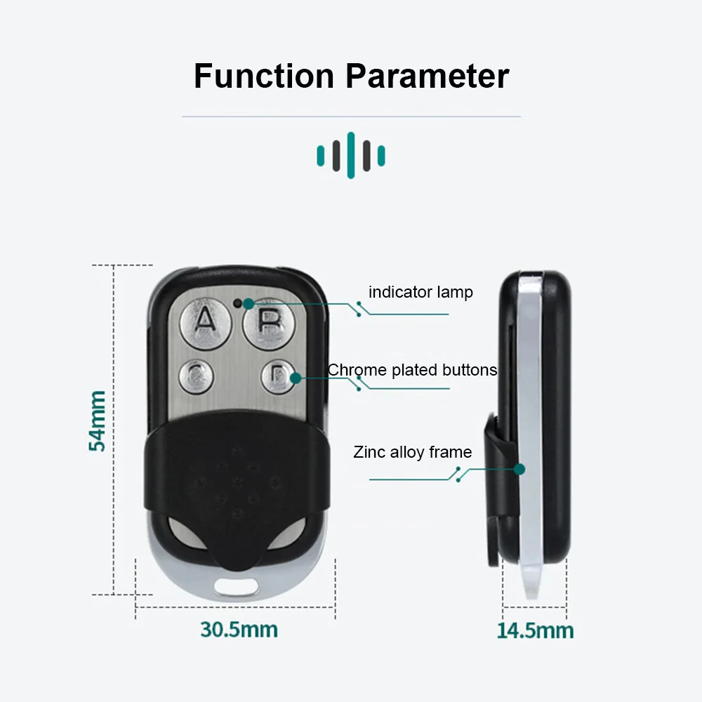 433MHz Remote Control Wireless 4CH Car Key Garage Door Gate Opener Remote Control Duplicator Electronic Gate Control Duplicator