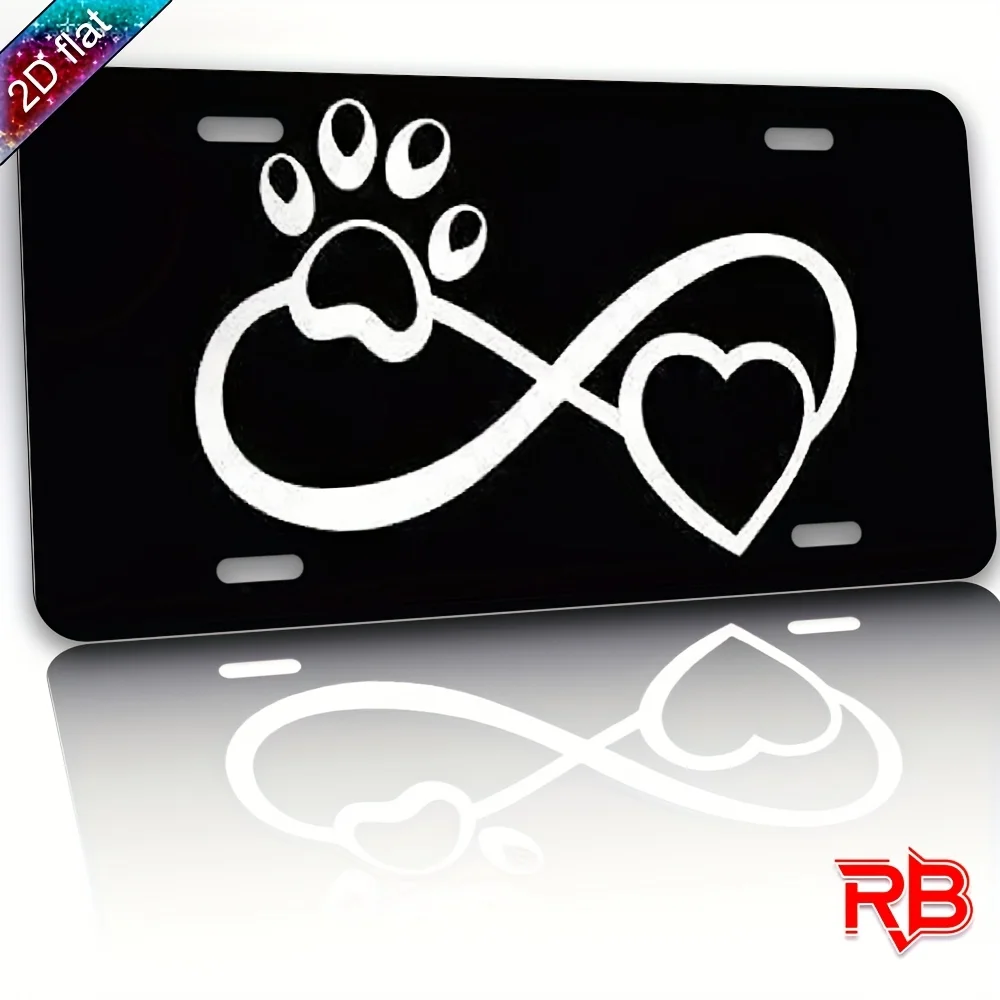 2D flat aluminum metal signage with paw print and infinity symbol design - UV printing, wall-mounted decorative panel