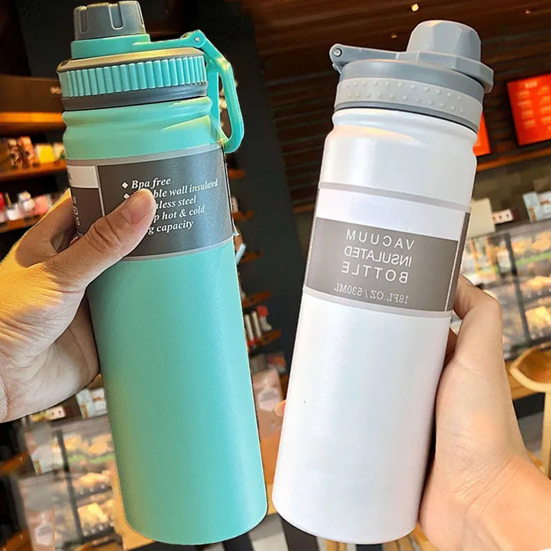 530ML/750ML Thermos Water Bottle Large capacity Stainless Steel Vacuum Flask Mug Portable Outdoor Thermal Mug Sports Drinks Cup