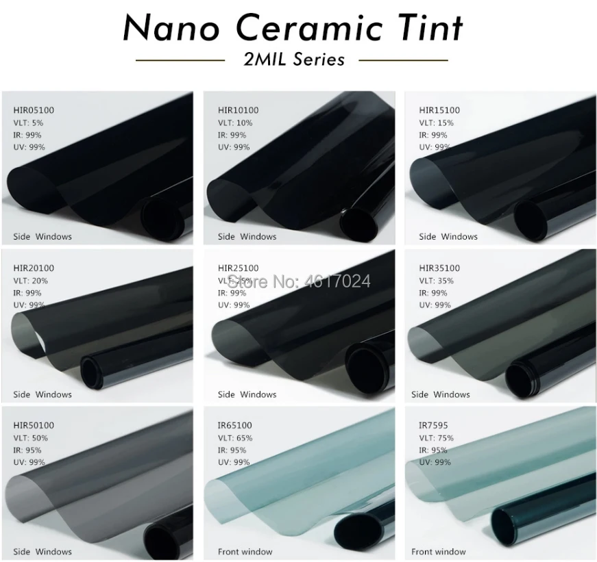 

50cmX300cm IR100% Nano Ceramic Film Super Quality High Heat Resistant Car glass Solar Tint Window Films Protective