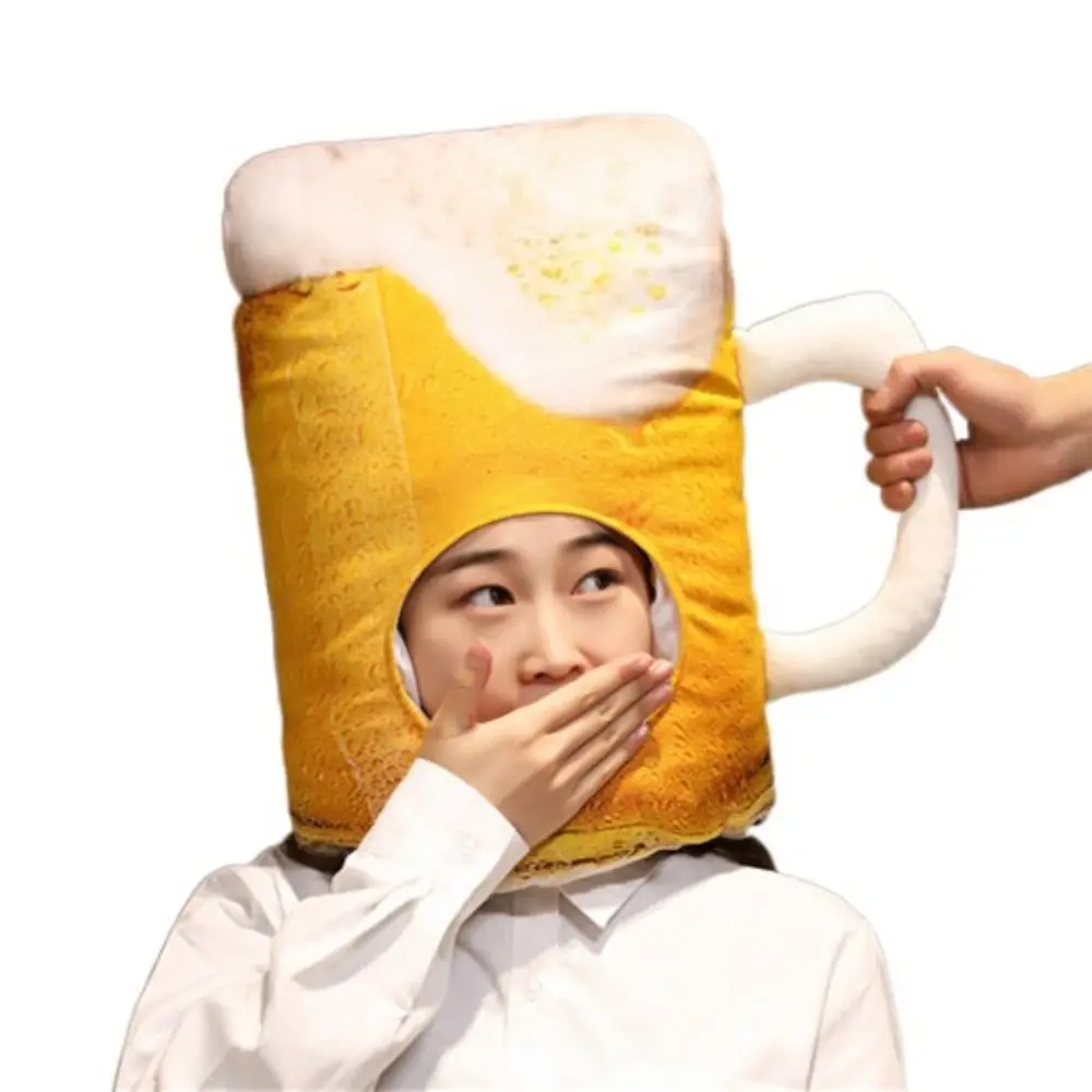 Kawaii Plush Funny Beer Hat Soft Photo Props Cute Beer Hat Novelty Plush Beer Cap Kids