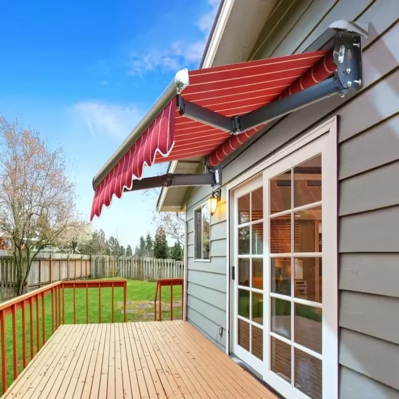 Electric Retractable Rain Aluminum Awning for Balcony Window Shop Foldable Hand-Cranked Sun Shade Pergola