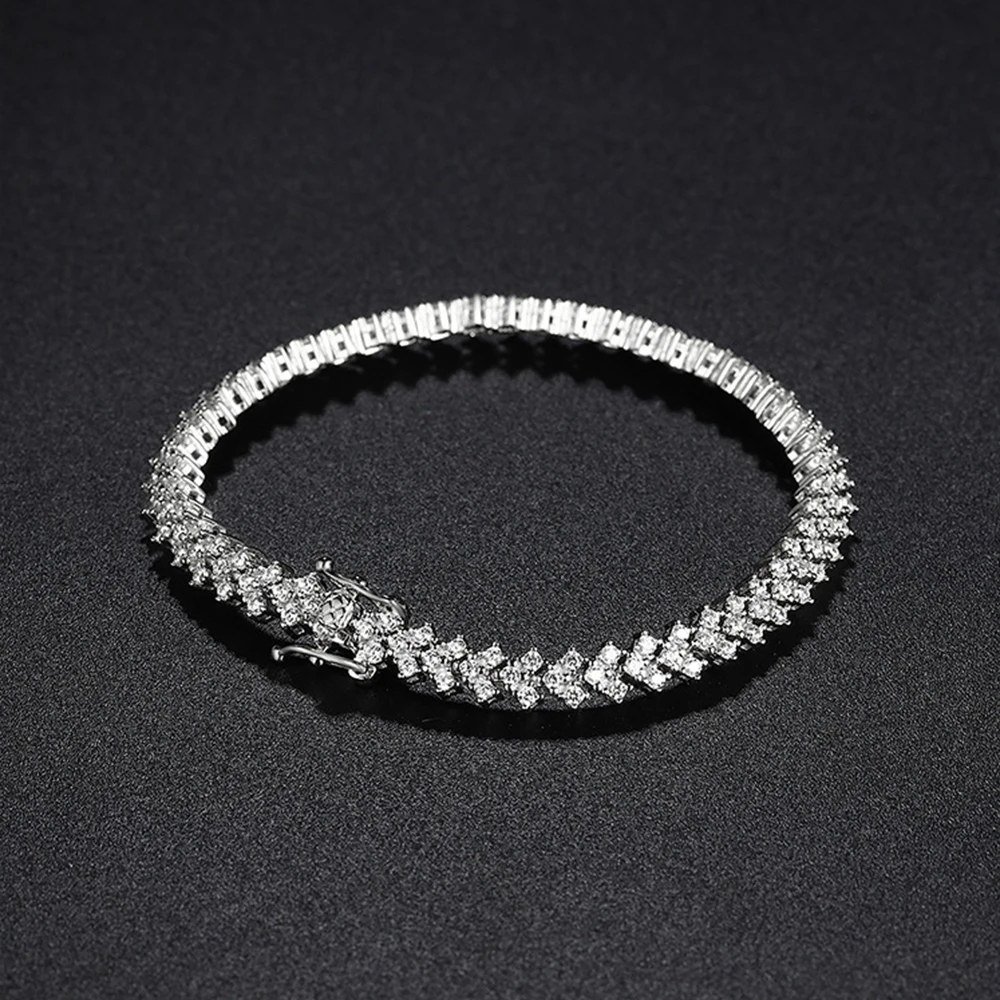 Bracelet de tennis Moissanite en argent regardé 1.4 pour femme, bracelets en diamant complet, bijoux fins, fête de mariage de luxe, document D, 925mm