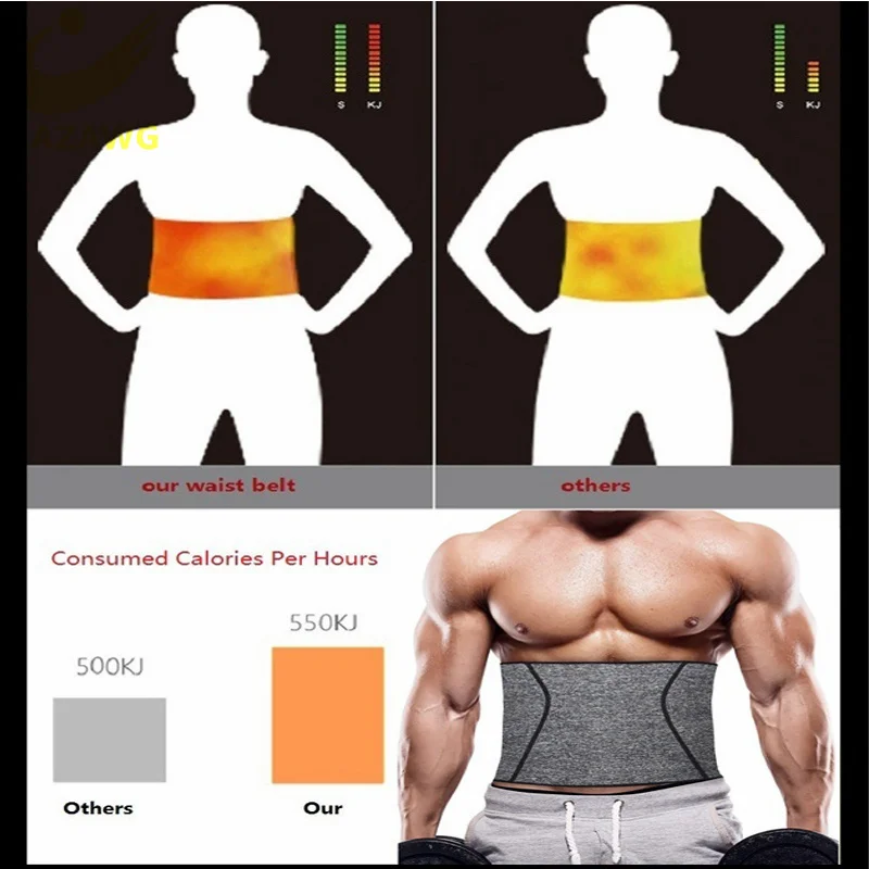 LAZAWG Mens Neoprene Waist Trainer Belt Slimming Body Shaper Sauna Sweat Weight Loss Reduce Corsets Burner Workout Stomach Belt