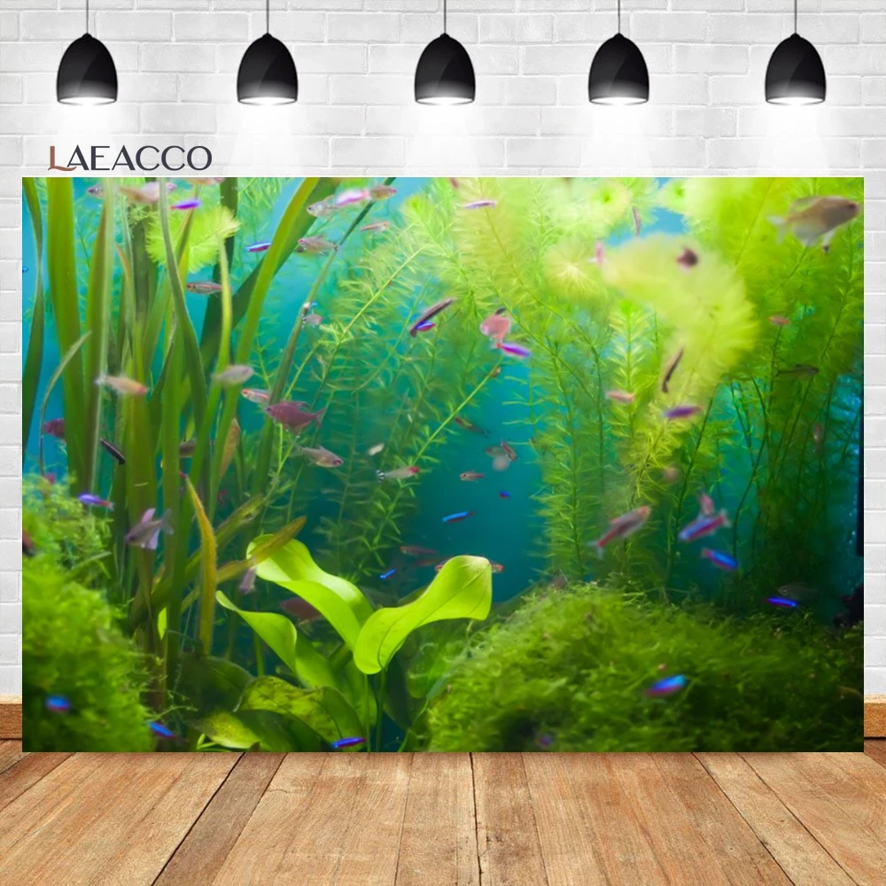 

Laeacco Coral and Fish Under Sea Backdrop Aquarium Tropical Underwater World Atoll Reef Summer Portrait Photography Background