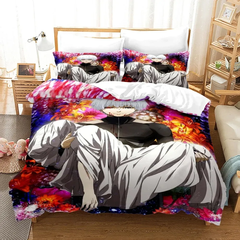 3D Printed Anime Tokyo Ghoul Bedding Set Duvet Cover Kaneki Ken Double Twin Full Queen King Adult Kids Bedclothes Quilt Cover