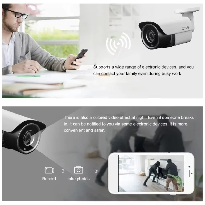 كاميرا 8MP H.265&H.264&H.265+IP، تدعم الصوت بتصميم خاص لأمن المنزل، تدعم تطبيق إنذار الصوت وبطاقة SD #5