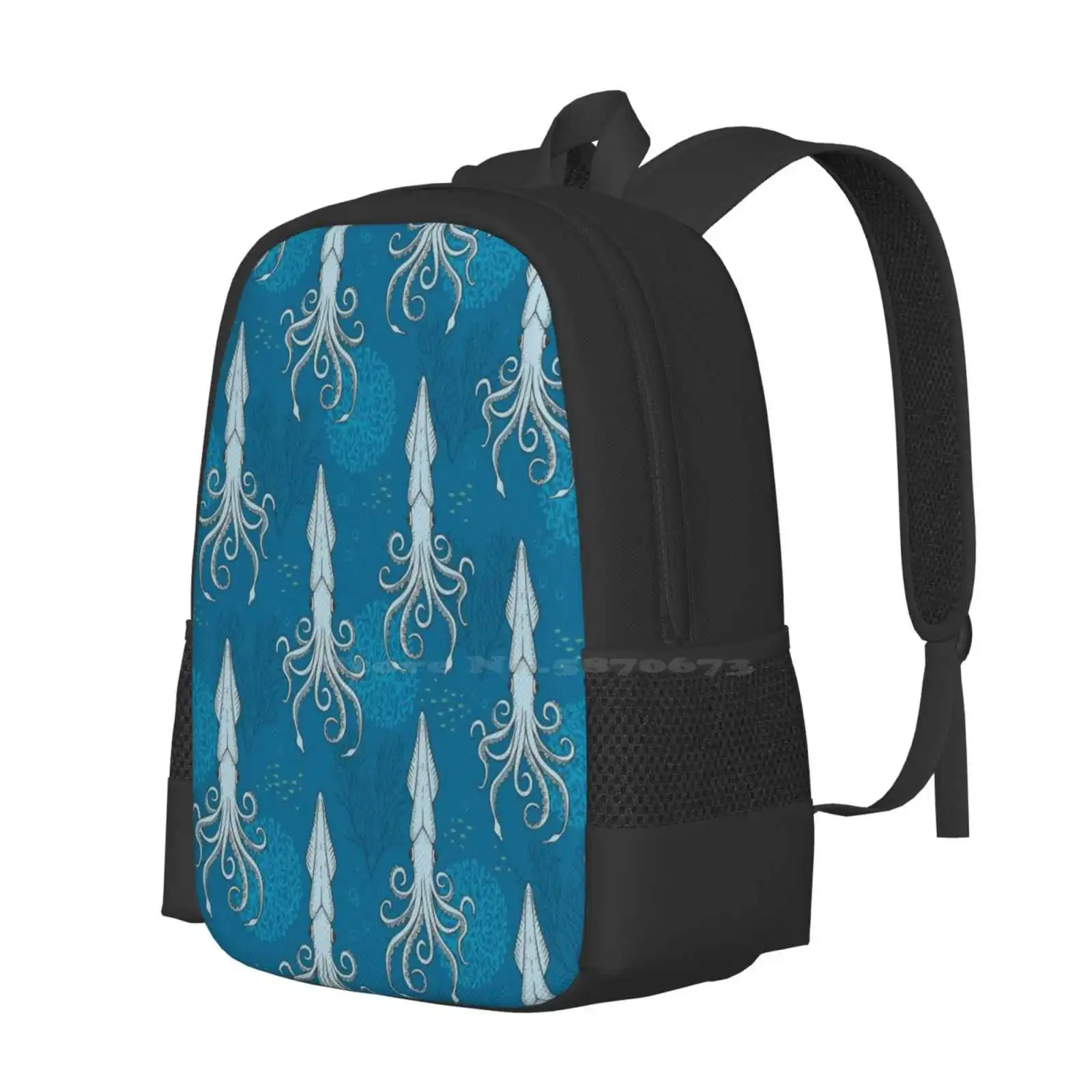 Deep Under The Sea Blue Octopus School Bag Big Capacity Backpack Laptop Inkfish Nautilus Squids Tentacle Octopus Ocean Life