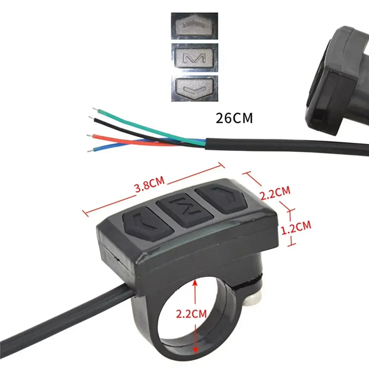 

AD10 10X Electric Bicycle Switch Control Button Handlebar Mount Split Meter Switches Button for LCD Meter E-Bike Accessories