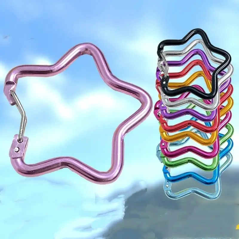 Outdoor Star Shaped Carabiner Clip Keychain Multicolor for Backpack Camping Hiking Traveling Key Ring Holder Car Accessory