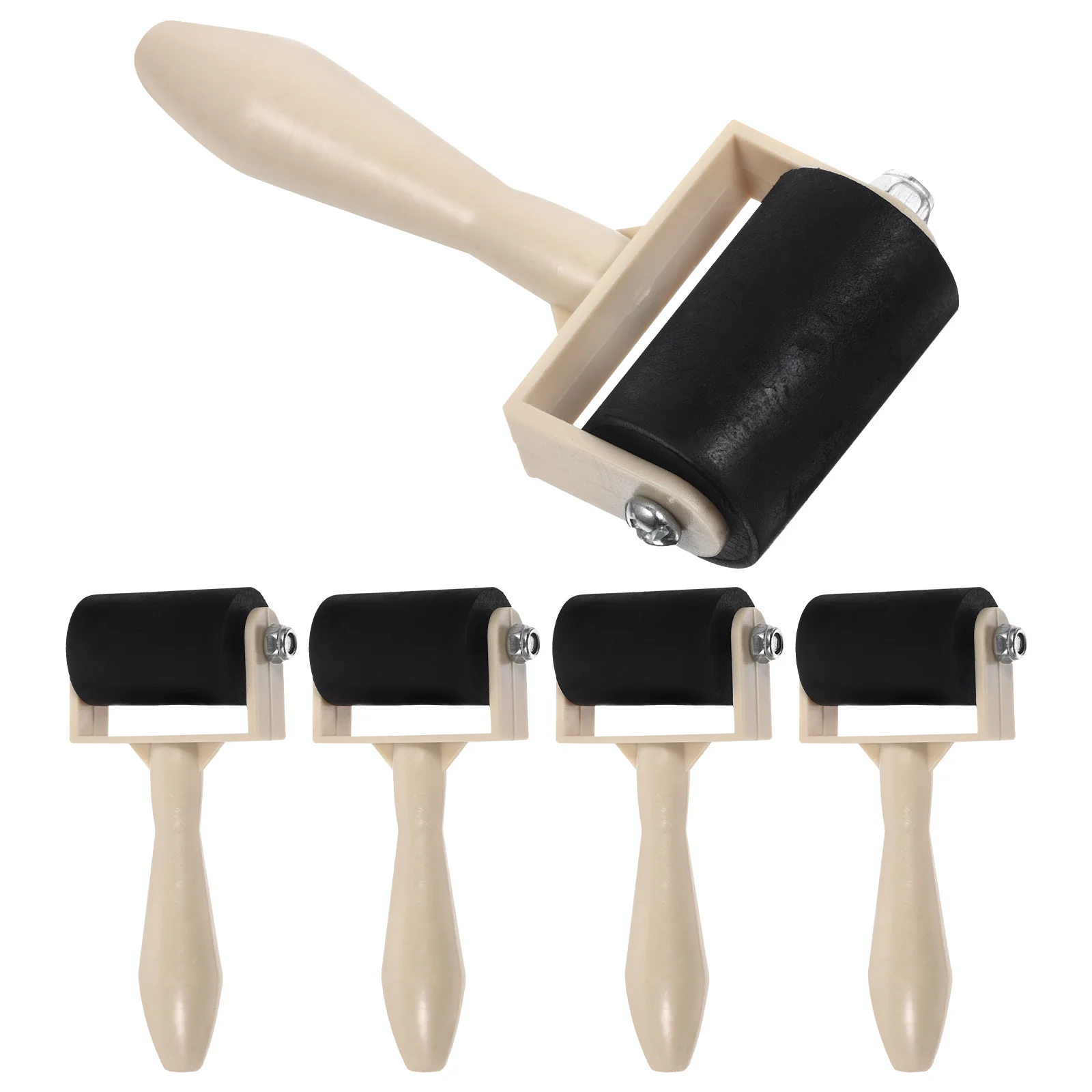 5 Pcs Bushel Printing Ink Roller Tool Glue For Painting Linoleum Supplies Printmaking Black Office