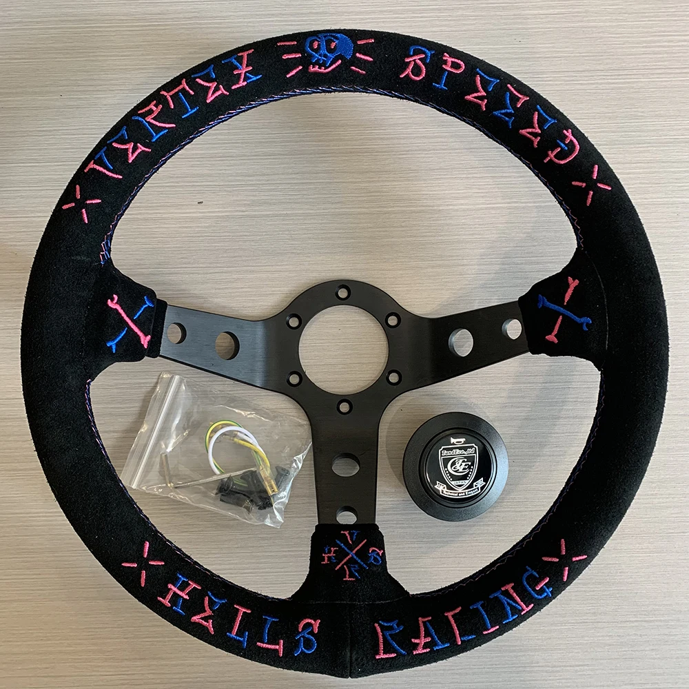 JDM VERTEX suede leather steering wheel 330mm drift wheels