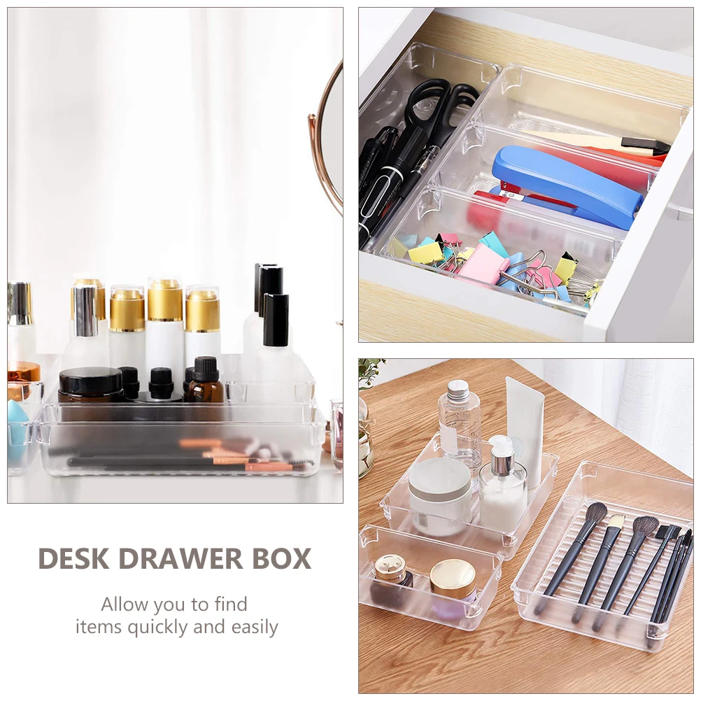 

1 set Plastic Storage Box Set Desk Drawer Organizer Trays Stationery Bathroom Tools Jewels Utensils Food