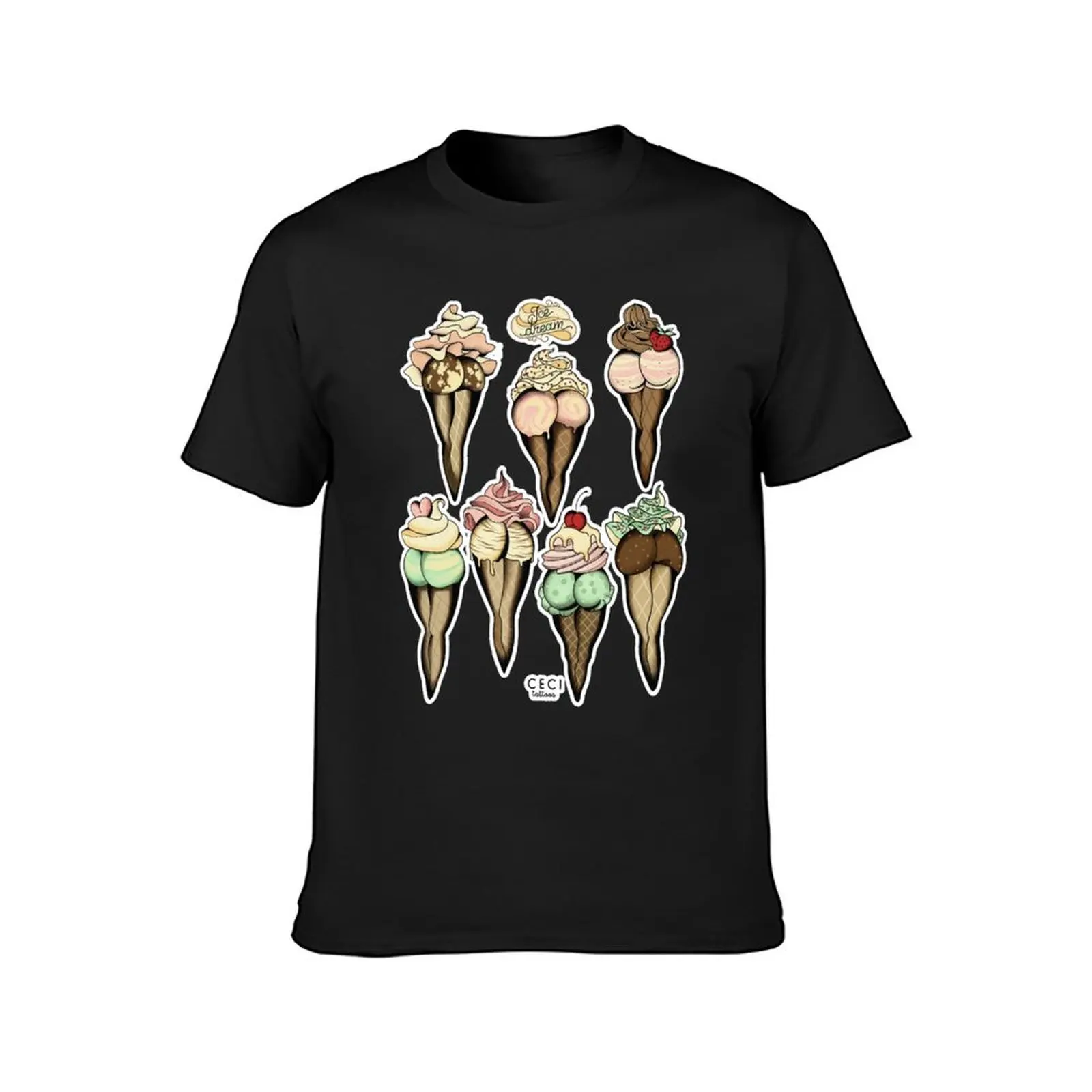 sexy ice cream tattoo flash T-Shirt shirts graphic tees summer tops funnys sublime men t shirt