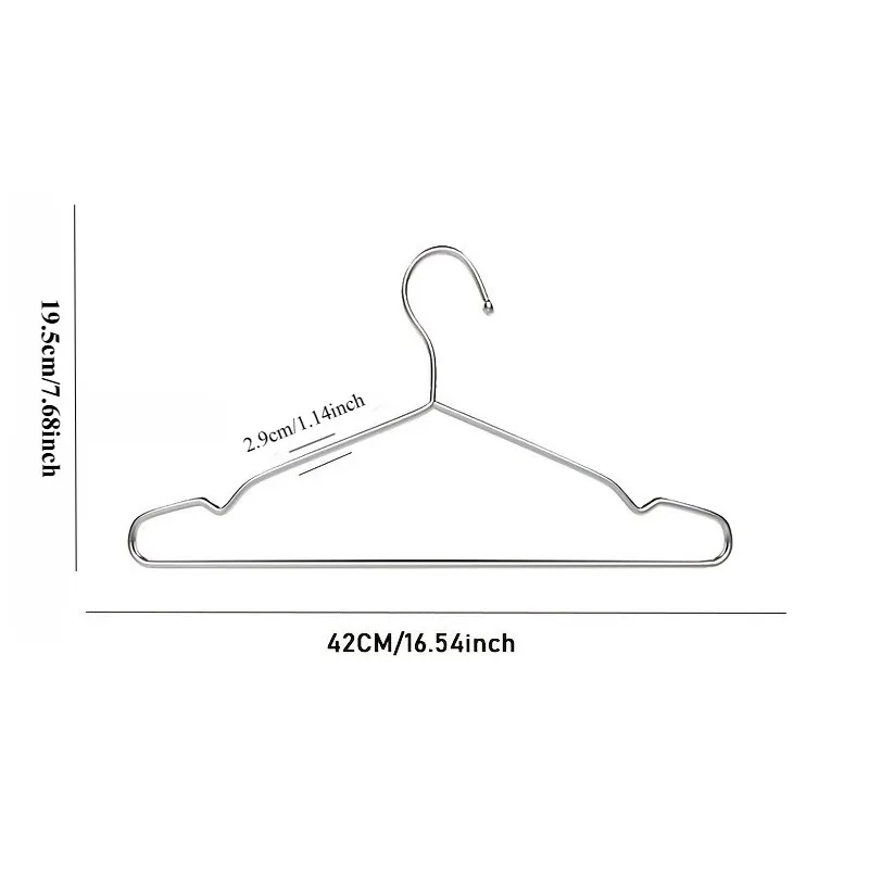 100-Pack 16.5-INCH Stainless Steel Hangers Polished End for Coats Suits Dresses Closet Organization Boutique and Dormitory Use