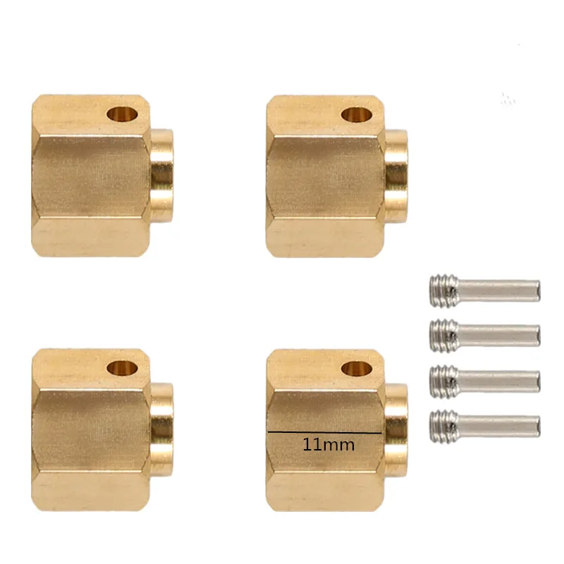 4Pcs 6/8/9/10/11/12mm Heavier Brass 12mm Wheel Hex Hub Extended Adapter Parts for 1/10 RC Crawler Car Traxxas TRX-4 TRX4