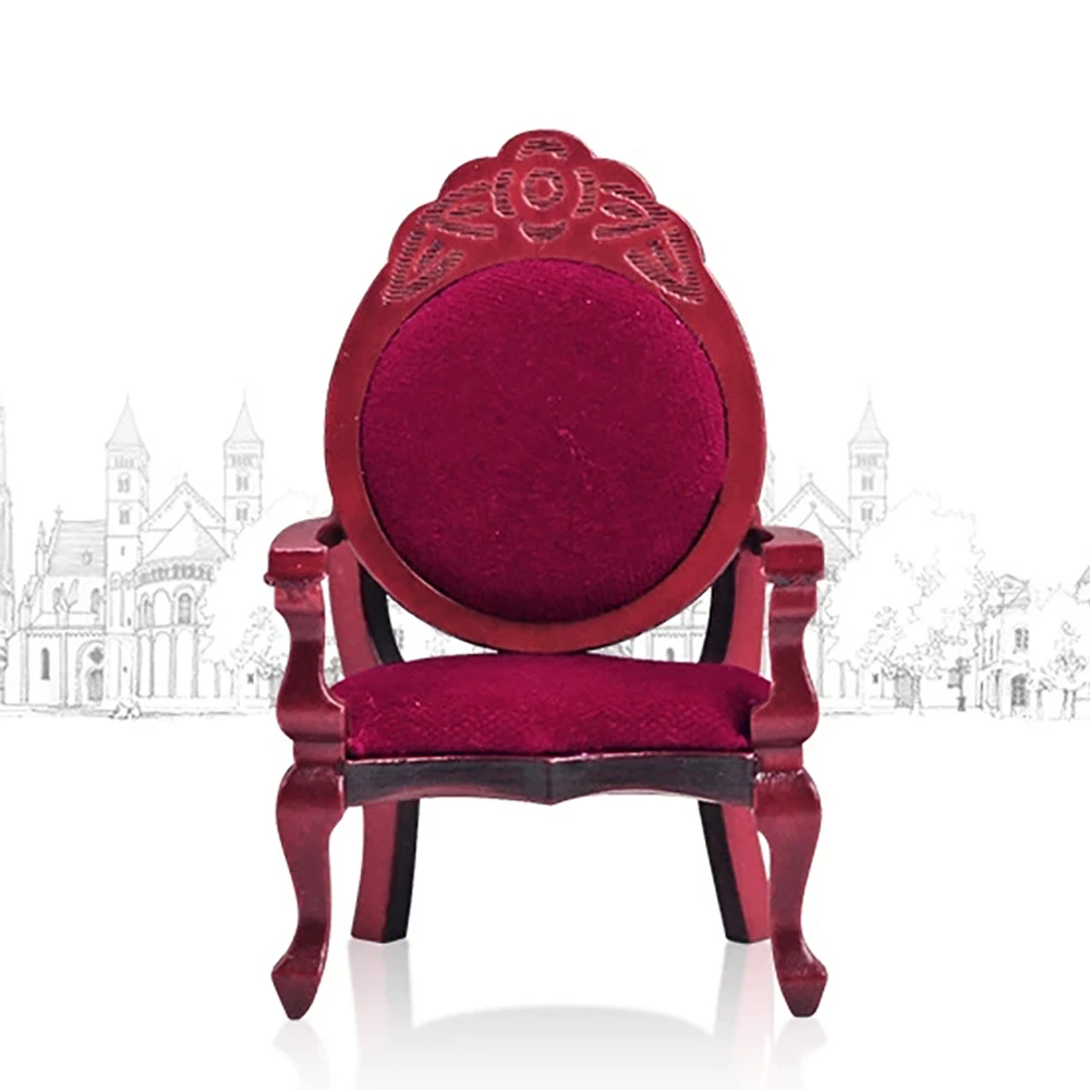 

1/12 Doll House Miniature Wooden Vintage Carving Chair Simulation Armchair Model Toy for Mini Decoration Dollhouse Accessories