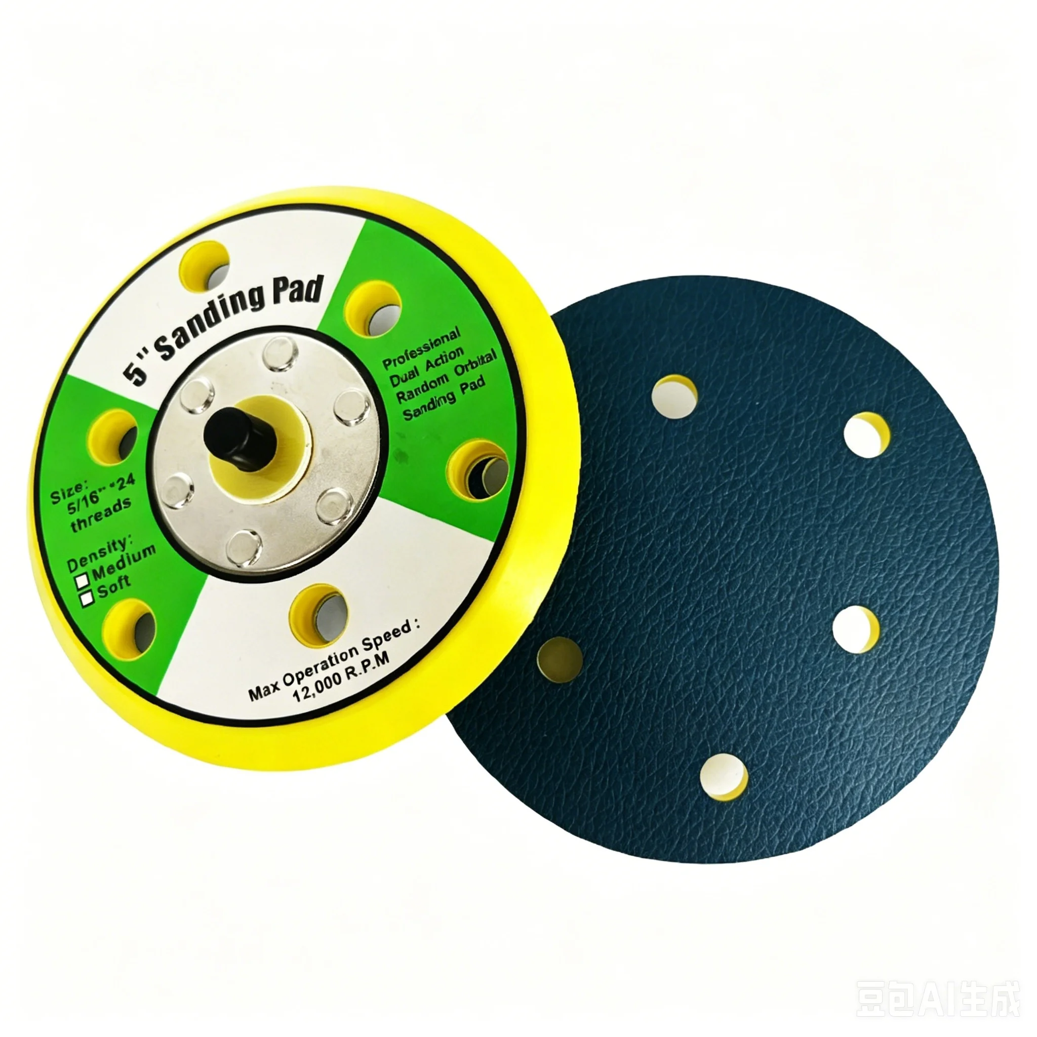 5 Inch Air Driven Polishing Disc with 6 Hole Configuration and Polyurethane Leather Backing for Smooth Material Removal
