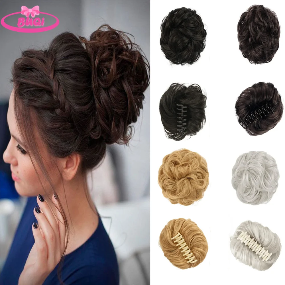 

BUQI Messy Bun Hair Claw Clip Hair Extensions Curly Wavy Messy Synthetic Chignon Hair Bun Hairpieces For Women Girls