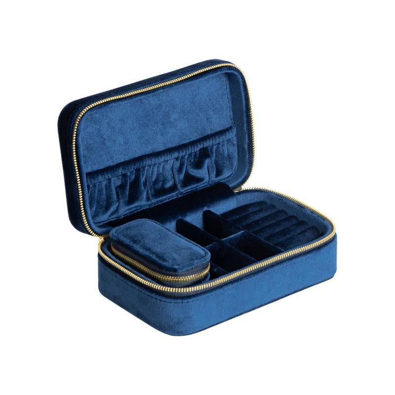 Portable Storage Organizer Retangle Jewelry Box Earring Holder Display Travel Jewelry Case Zipper Travel Case