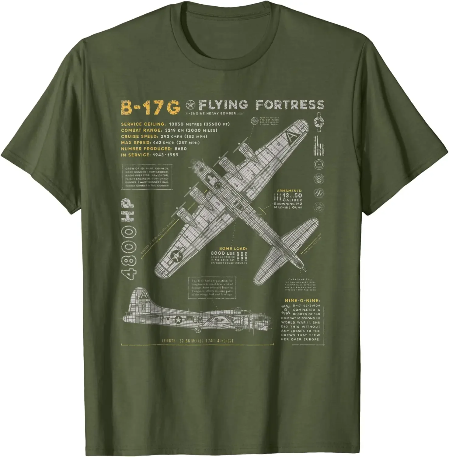 B-17 Flying Fortress WW2 B-17G Bomber Men T-Shirt Short Sleeve Casual 100% Cotton O-Neck Summer T Shirts harajuku men\'s t-shirts