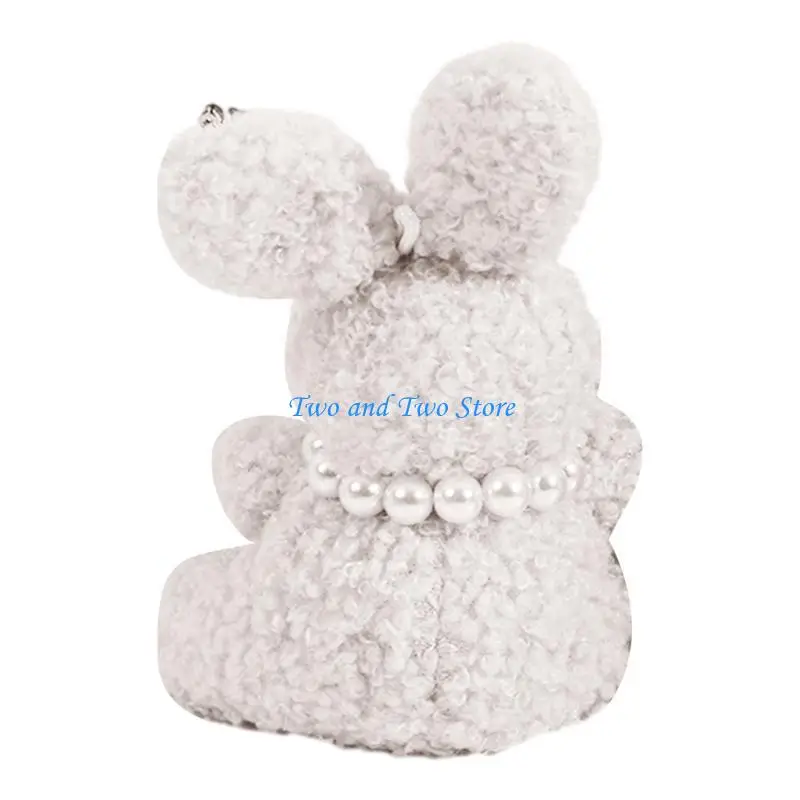 

HX6F Adorable Plush Rabbit Doll Toy DIY Accessories for Keychain Keyring Decoration Handmade Bag Pendant Ornaments Gifts