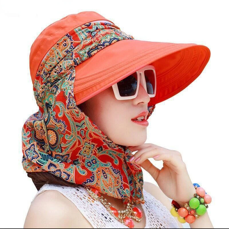 New Ladies Hats Wide Brim Sun Hat Women UV Protection Summer Cap Design Beach Hats Visor Hat Ride A Bike Foldable Women Hats