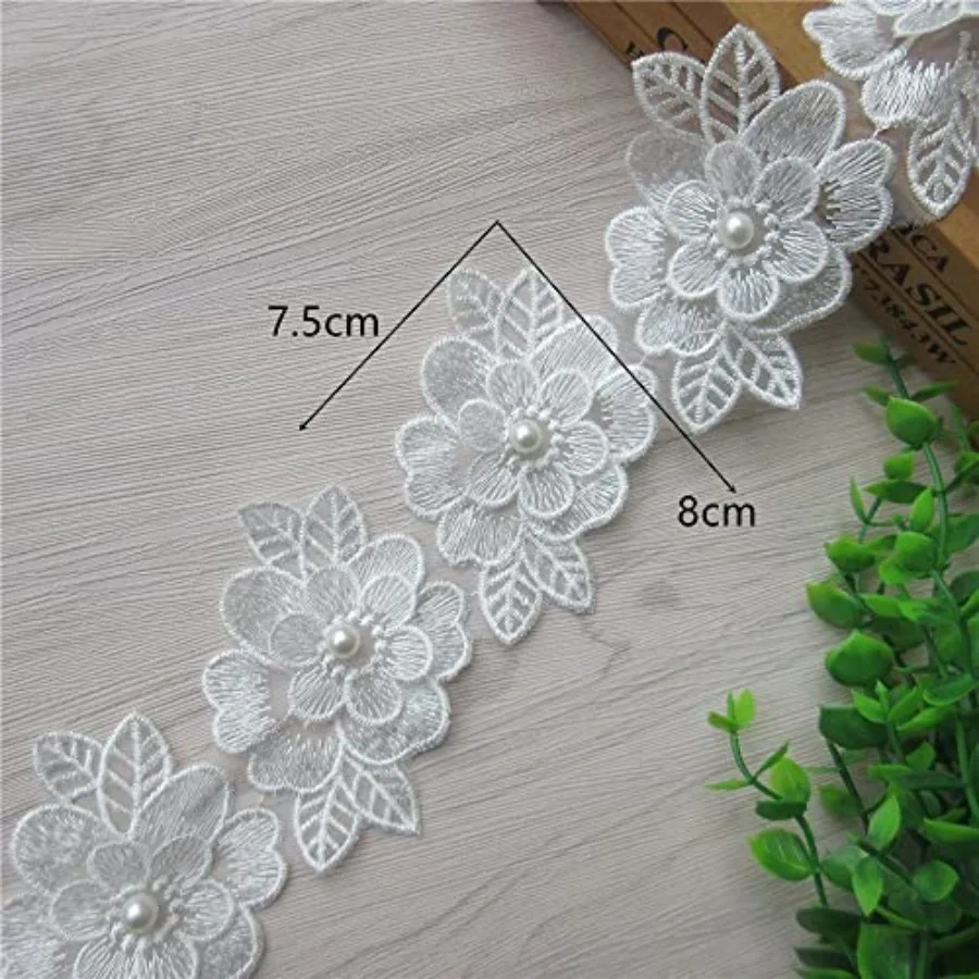 2 Yards 3D Flower Lace Trim Pe - огляд і ціна Lace Ribbon Trim