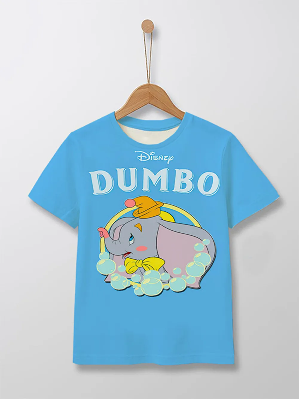 2023 Dumbo Cartoon Summer Round Neck Short Sleeve Shirt Print Boys Girls Fashion Street T-shirt Cartoon Dumbo