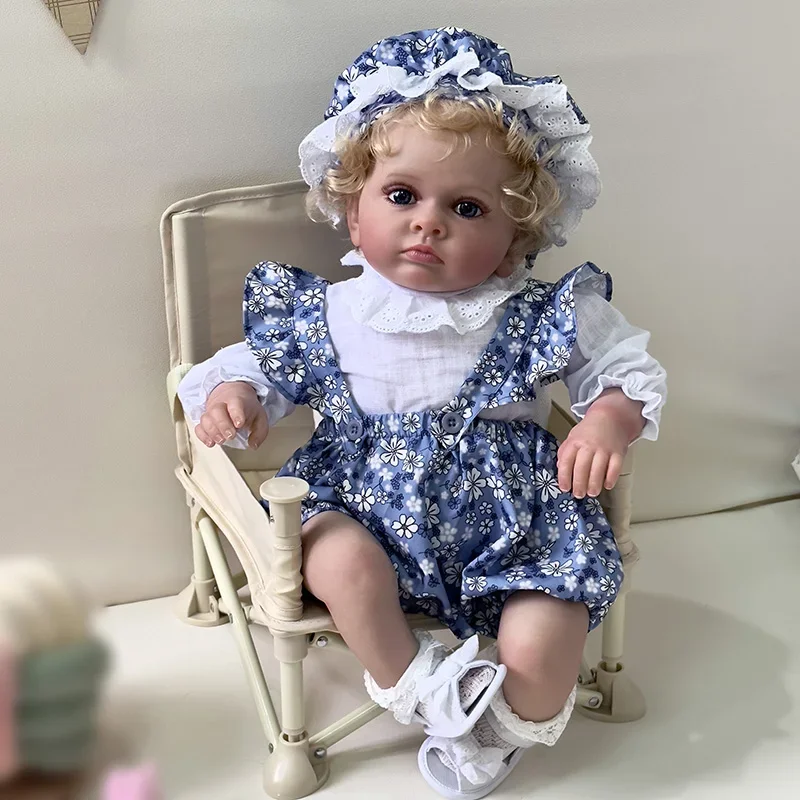 Muñecas para niños pequeños de 60CM, Tutti con pelo rubio, realistas, de la vida Real, para niñas pequeñas, piel pintada en 3D, venas visibles, bebe Reborn