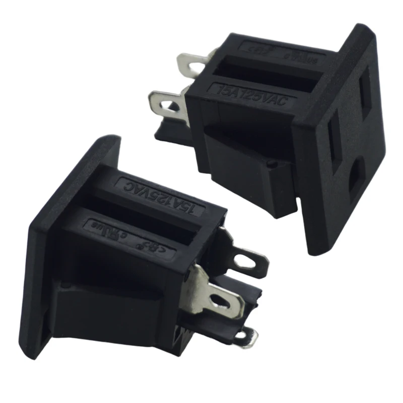 1pcs US Plug AC 125V 15A 3 Terminals Plastic Outlet Power Socket Connector UL CCC VDE Certification