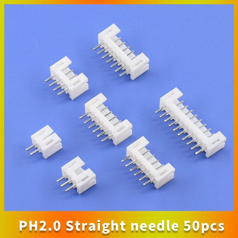 50pcs PH2.0mm Socket Connector Pin Header Straight Pin 2p-12p